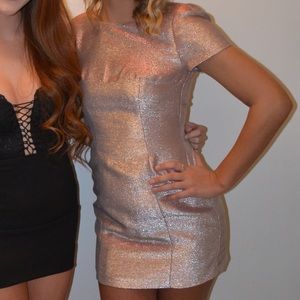 Express light pink sparkle bodycon